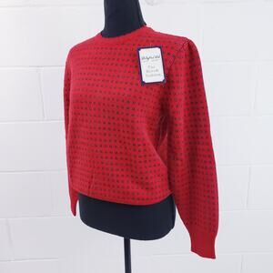 Vintage D Byford Ltd Women Red Sz L Scalloped Neck Ski 100% Merino Wool Sweater